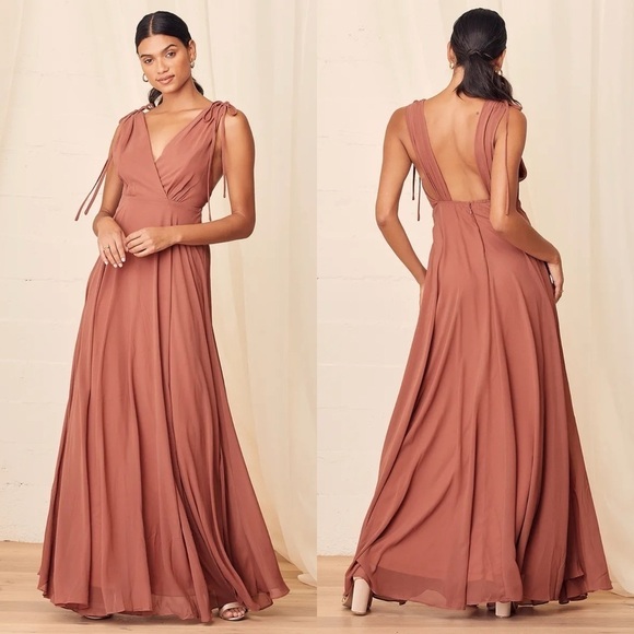 Lulus Dance the Night Away Rusty Rose Backless Maxi Dress - Picture 1 of 10